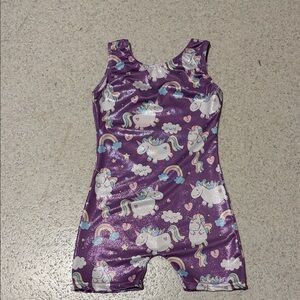 Source Unknown Purple Unicorn Print Kids One-Piece